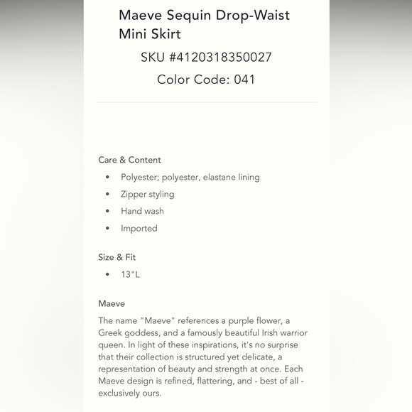 Anthropologie NWT Maeve Sequin Drop-Waist
Mini Skirt size 6. - Picture 5 of 6